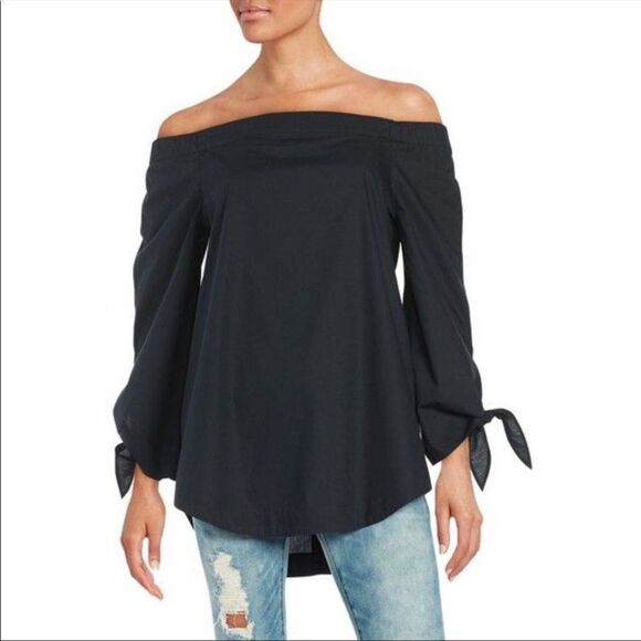Free People Show Me Some Shoulder Top Black Small Oversized Off the Shoulder - Picture 2 of 12